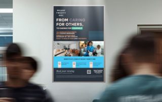 Image of Wharf 21 new homes poster advert in hospital