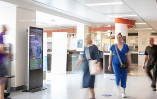 Image of Pulse hospital advertising screen in main foyer