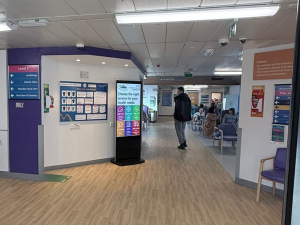 Image of a D6 advertising screen in Westmorland General hospital