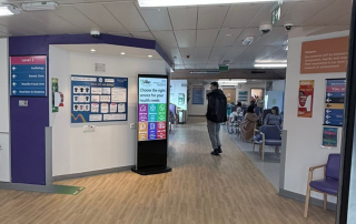 Image of a D6 advertising screen in Westmorland General hospital