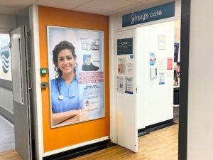 Image of Skechers advertising poster in hospital