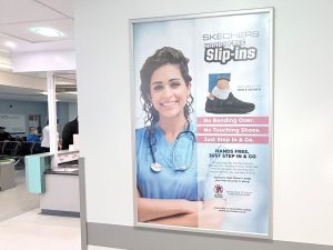 Image of Skechers poster advert in hospital corridor