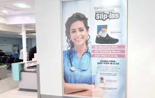 Image of Skechers poster advert in hospital corridor