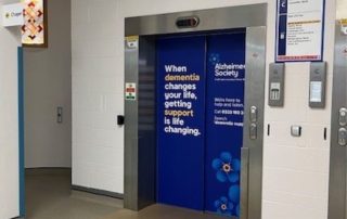 Image of lift wrap advert in hospital