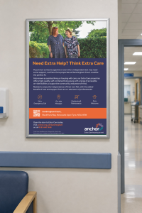 Image of care home poster advert on hospital wall