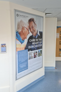 Image of care home poster advert on hospital wall