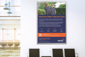 Image of care home poster advert on hospital wall