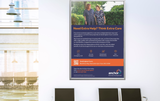 Image of care home poster advert on hospital wall