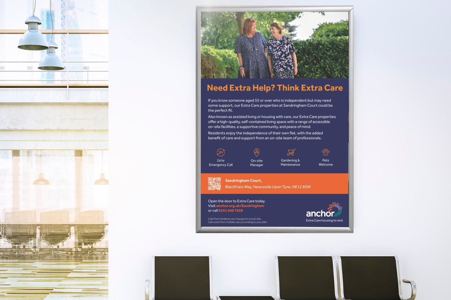 Image of care home poster advert on hospital wall